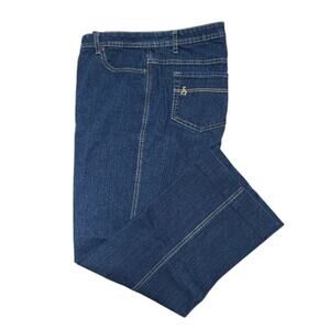 Ashley Stewart Dark Wash Straight Leg Denim Jeans Size 16 High Rise Stretch EUC